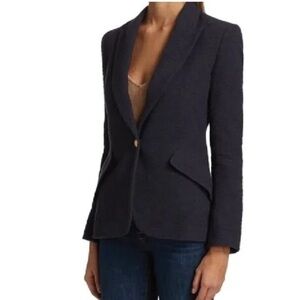 L’Agence Chamberlain Navy Tweed Single Button Blazer 10